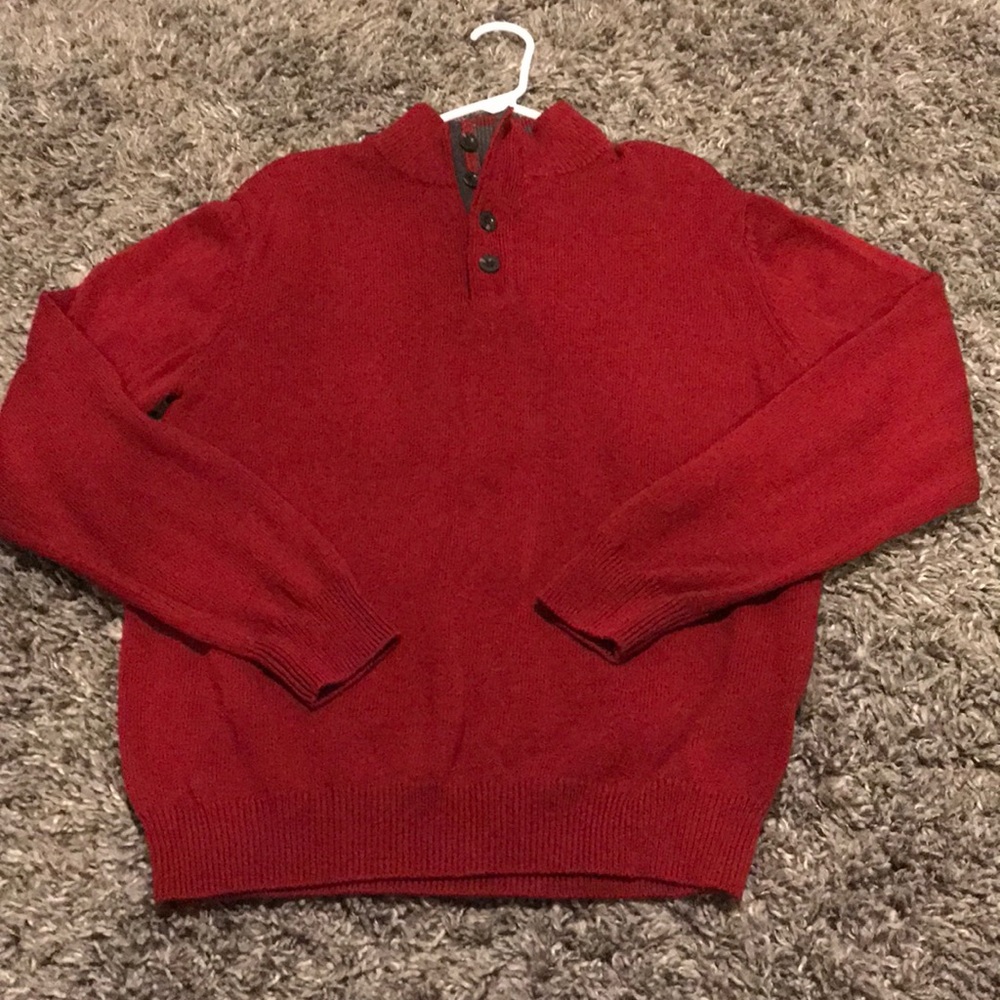 4-button; small turtle neck, zip sweater